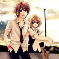 动漫情侣头像超萌版一男一女接吻的