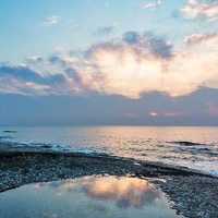 清晨大海风景头像 大海有了夕阳的陪伴更美了