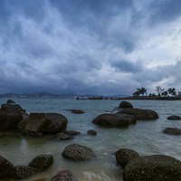 厦门鼓浪屿风景 乌云下的大海美景色