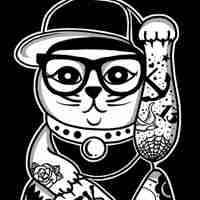 个性的微信卡通猫头像图片