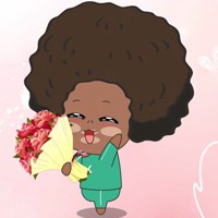 爆炸头脸黑的可爱动漫人物