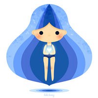 头发与身齐长的动漫女生头像图片