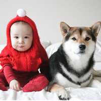 超可爱男宝宝跟萌宠头像