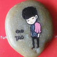 石头艺术画头像 有爱也可爱