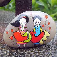 石头艺术画头像 有爱也可爱