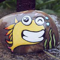 石头艺术画头像 有爱也可爱