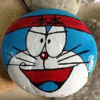 石头艺术画头像 有爱也可爱