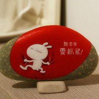 石头艺术画头像 有爱也可爱