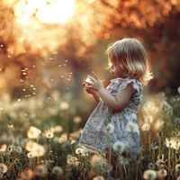 女生吹蒲公英头像图片