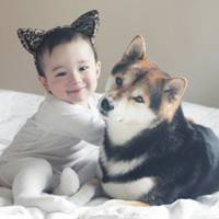小孩和狗头像,萌宠与萌娃头像图片