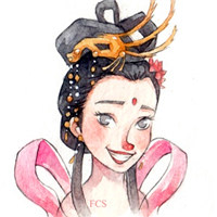 手绘神话人物头像图片_经典神话人物彩绘版