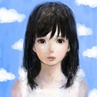 手描绘画女生头像 城市在下雨而我在想你