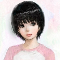 手描绘画女生头像 城市在下雨而我在想你