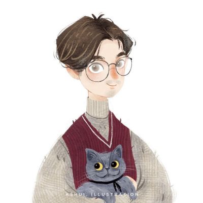 手绘情侣头像一对两张 微风吹起我好爱你