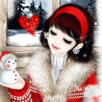 插画美女头像 花开一半