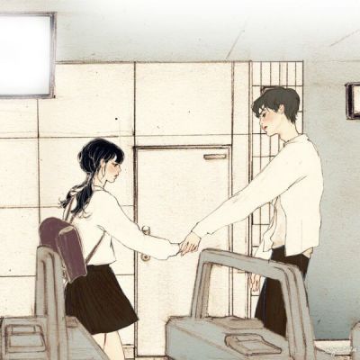 唯美漫画情侣头像 怦然心动的爱情