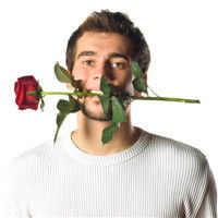 好看男生拿玫瑰花的头像图片