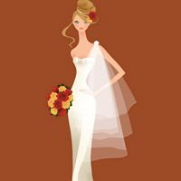 穿白色婚纱的美丽卡通新娘