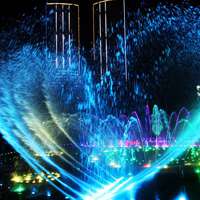 音乐喷泉头像 夜色下绚丽的五彩音乐喷泉