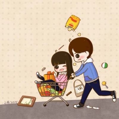 卡通萌哒哒情侣头像 恋爱中萌萌哒情侣