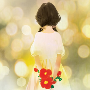 背影拿花动动漫女生头像