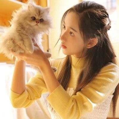 美女抱猫头像 抱猫少女