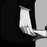 两双手牵手的黑白卡通头像