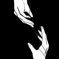 两双手牵手的黑白卡通头像