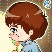 卡通情侣头像一男一女分开的两张