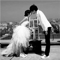 两人一张的黑白情侣头像