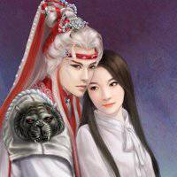 黑白铅笔画古风情侣头像女生