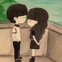 森女系情侣头像手绘头像一对