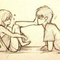 海边情侣手绘唯美意境带字头像