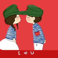 森女系情侣头像手绘头像一对