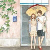 复古手绘彩色情侣头像女生头像女生