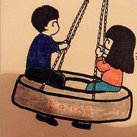 微信情侣头像手绘女生背影头像卡通