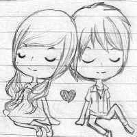 一男一女手绘接吻头像情侣头像