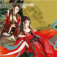 复古手绘彩色情侣头像女生头像