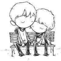 情侣头像手绘唯美卡通头像背影