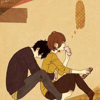 复古风情侣头像手绘简约彩色