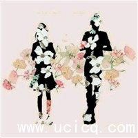 复古手绘彩色情侣头像女生头像