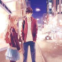 微信动漫情侣头像一张_男女两人在一起的微信情