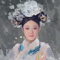 简约油画人物微信头像