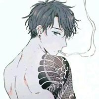 漫画抽烟男头像黑白