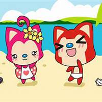 阿狸桃子抱心情侣头像