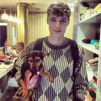 动漫女生抱狗狗头像