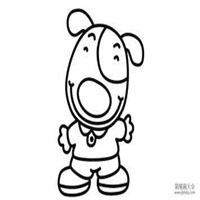 黑白卡通狗狗头像一对