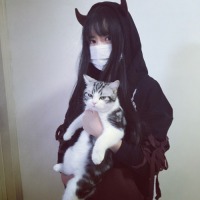 动漫情侣抱猫头像图片