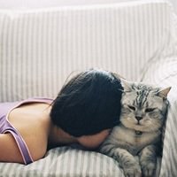 原宿女抱猫头像欧美