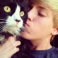 欧美男生抱着猫头像